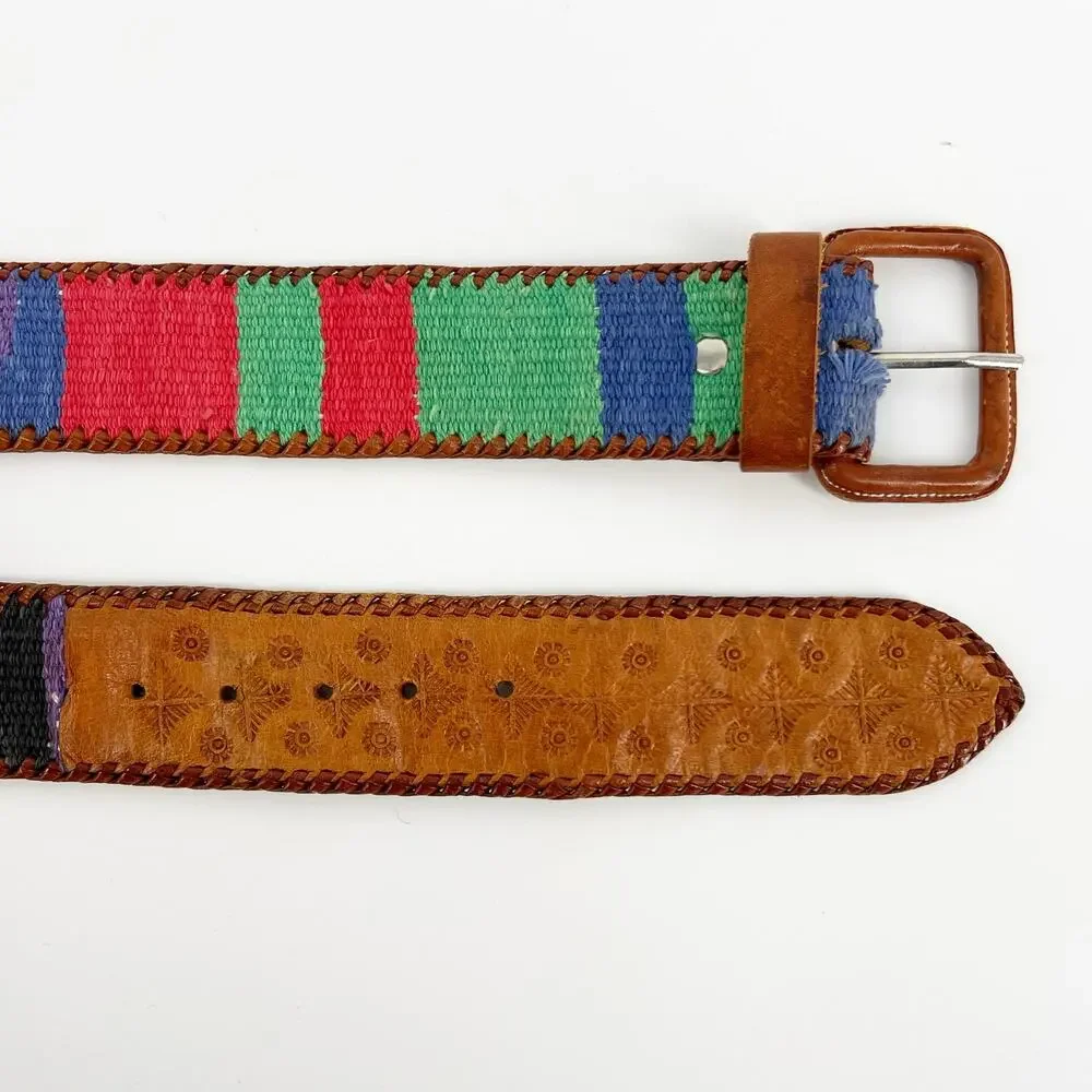 90s multicolor woven Guatemalan belt 1990s vintage